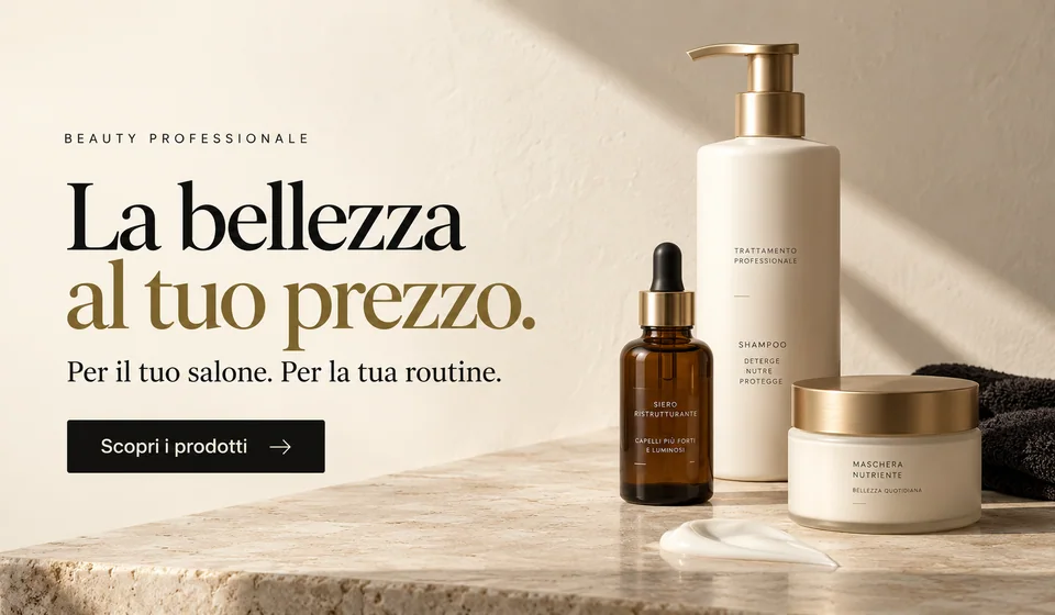 Beauty professionale. La bellezza al tuo prezzo. Per il tuo salone. Per la tua routine. Scopri i prodotti.